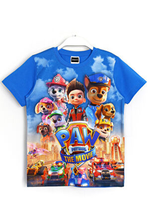 3D Paw Patrol The Movie Baskılı Çocuk T-shirt Mavi