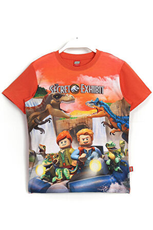 Dinazor Temalı Jurassic World The Secret Exhibit Lego Oyunu 3d Baskılı Erkek Çocuk T-shirt Turuncu