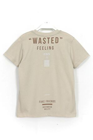 Wasted Feeling Slogan Baskılı Erkek Çocuk Yazlık İkili Takım 8-15 Yaş Kahverengi