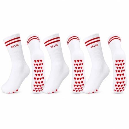 DB LINE Kaydırmaz 4`lü Pilates Yoga Çorabı Pamuklu Silikon Tabanlı Barre Stüdyo Spor Çorabı