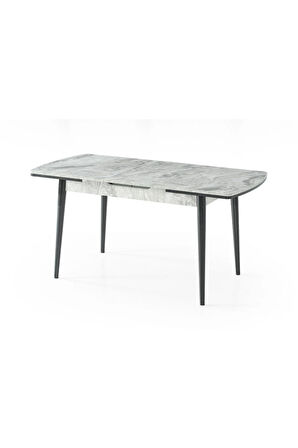 Berlin Serisi Açılır Masa Takımı – Gri Mermer / Siyah Ayak, 4 Sandalyeli