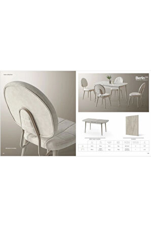 Berlin Açılır Masa Takımı – Traverten / Kapuçino Ayak, 4 Sandalyeli