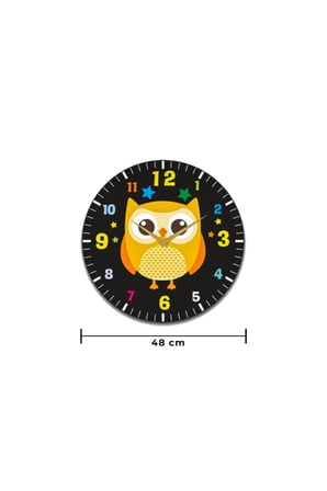 Çocuk Odası Duvar Saati / Baykuş Temalı Duvar Saat / Dijital Duvar Saat / Uv Baskılı / 48 Cm