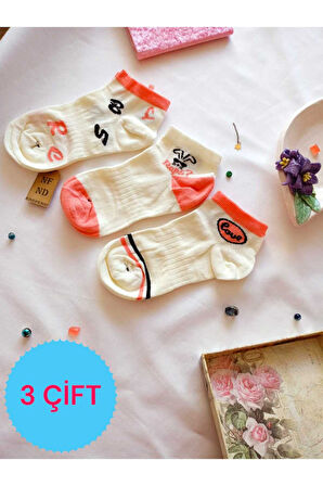 3 ÇİFT PAMUKLU PATİK ÇORAP BURUN DİKİŞSİZ YUMUŞAK KISA KONÇ DESENLİ KADIN ÇORABI 36-40