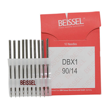 Beissel DBx1 Sanayi Tipi Düz makine İnce dipli iğne 14/90 Numara SES uçlu 10 Adet (1 Paket)