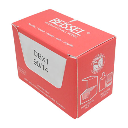 Beissel DBx1 Sanayi Tipi Düz makine İnce dipli iğne 14/90 Numara SES uçlu 10 Adet (1 Paket)