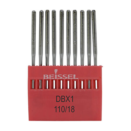 Beissel DBx1 Sanayi Tipi Düz makine İnce dipli iğne 18/110 Numara SUK uçlu 10 Adet (1 Paket)