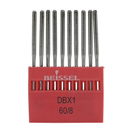 Beissel DBx1 Sanayi Tipi Düz makine İnce dipli iğne 8/60 Numara SPI uçlu 10 Adet (1 Paket)
