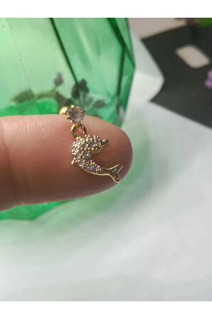 Cerrahi Çelik Sallantılı Altın Yunus Zirkon Tragus Helix Conch Piercing