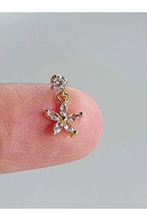Cerrahi Çelik Sallantılı Altın Yıldız Zirkon Tragus Helix Conch Piercing