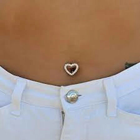 Sıralı Zirkon Taşlı Kalp Göbek Belly Piercing