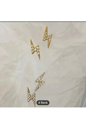 Cerrahi Çelik Zirkon Taşlı Altın Şimşek Tragus Helix Conch Piercing