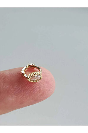 Cerrahi Çelik Zirkon Taşlı Altın Damla Halka Tragus Helix Conch Piercing