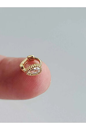 Cerrahi Çelik Zirkon Taşlı Altın Damla Halka Tragus Helix Conch Piercing