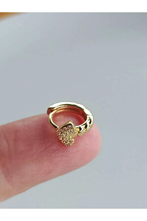 Cerrahi Çelik Zirkon Taşlı Altın Küçük Kalp Halka Tragus Helix Conch Piercing
