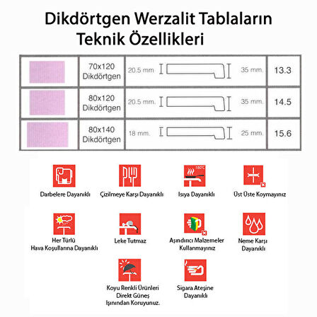 Modern Katlanır Werzalit Tabla Masa (80x120 - Akçaağaç