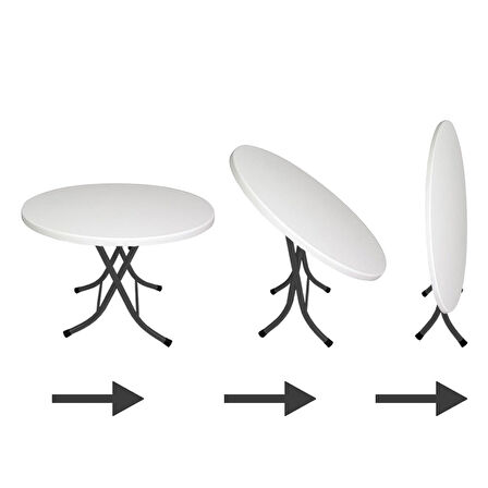 Klasik Katlanır Werzalit Yuvarlak Tabla Masa 70cm  - Karacabey Mermer