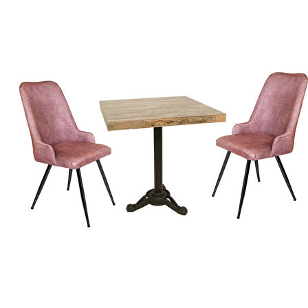 Çipa Laminat Kare - Çırağan 2li Masa Takımı - Pembe