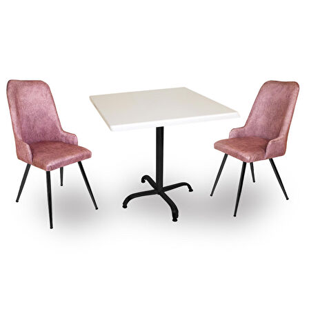 Indigo Werzalit Kare - Çırağan 2li Masa Takımı (60x60) - Pembe