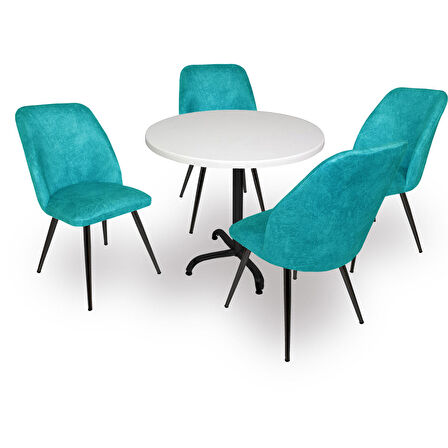 Indigo Werzalit Yuvarlak - Nilüfer Masa Takımı (90 cm çap) - Turkuaz