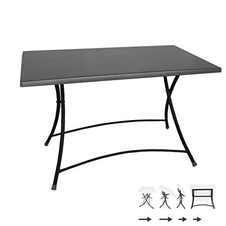 Modern Katlanır Werzalit Tabla Masa (80x120) - Siyah