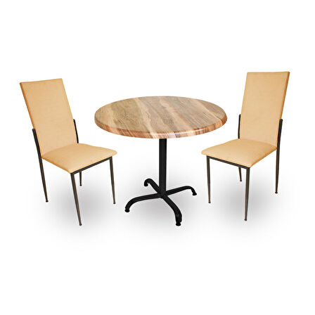Indigo Werzalit Yuvarlak - Gözde Fiskos Seti (70 cm çap) - Indiana Wood Kapiçino