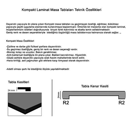 Kompakt Laminat Masa Tablası (70x70) - Indiana Wood