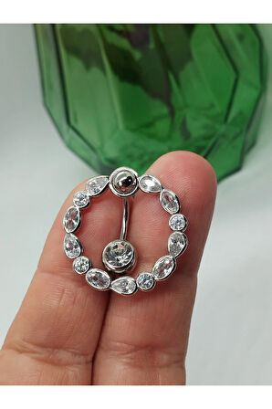 Cerrahi Çelik Daire Zirkon Çelik Göbek Piercing