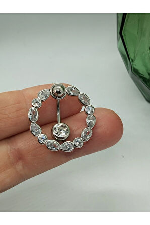 Cerrahi Çelik Daire Zirkon Çelik Göbek Piercing