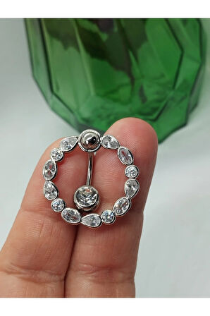 Cerrahi Çelik Daire Zirkon Çelik Göbek Piercing