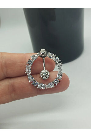 Cerrahi Çelik Daire Zirkon Çelik Göbek Piercing