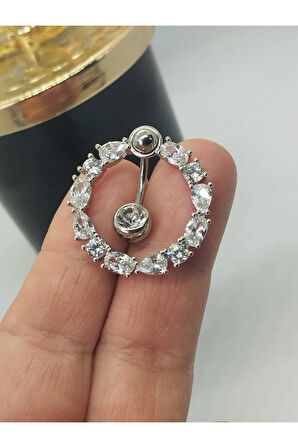 Cerrahi Çelik Daire Zirkon Çelik Göbek Piercing