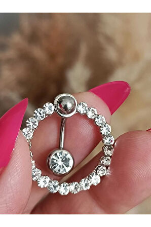 Daire 10 Zirkon Çelik Göbek Piercing