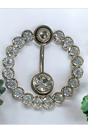 Daire 10 Zirkon Çelik Göbek Piercing