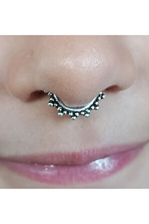 Etnik Sıkıştırma Gümüş Burun Piercing