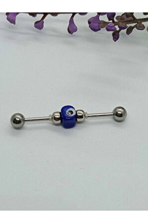 Cerrahi Çelik Nazar Mavi Çelik Köprü Piercing