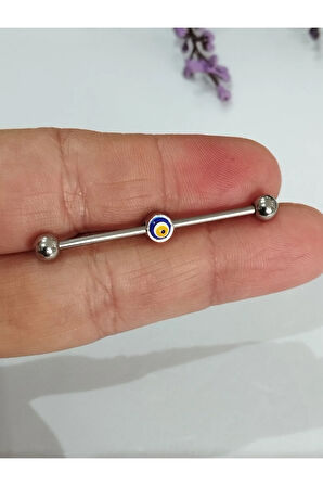Metal Nazar Lacivert Köprü Piercing