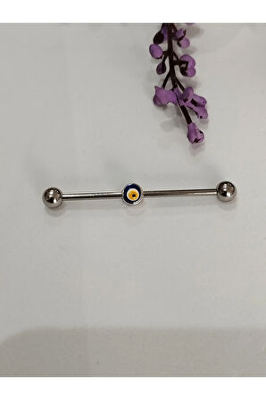 Metal Nazar Lacivert Köprü Piercing