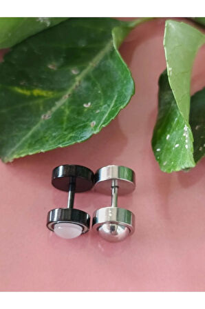 Beyaz sedef siyah kıkırdak piercing