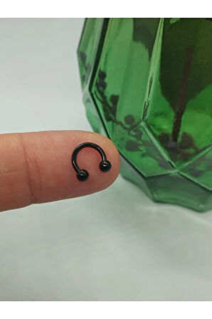 Top 3mm x 6mm x 1.2mm Siyah Halka Piercing