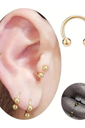 Top 3mm x 6mm x 1.2mm Altın Halka Piercing