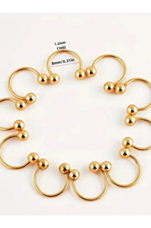 Top 3mm x 6mm x 1.2mm Altın Halka Piercing