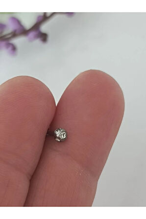 Cerrahi Çelik Taşlı Top 3mm X 6mm X 1.2mm Çelik Piercing,