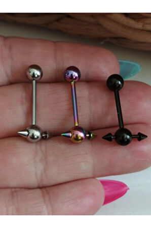 Spayk siyah dil piercing