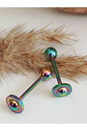 Satürn Gökkuşağı Dil Piercing