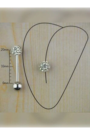 Şambala Top 6mm x 16mm x 1.6mm Çelik Dil Piercing