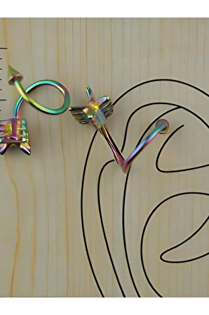 Spiral Ok Spayk 3mm x 12mm x 1.2mm Gökkuşağı Halka Piercing