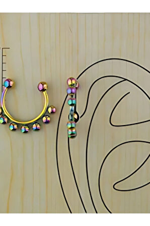 Topaç gökkuşağı halka piercing