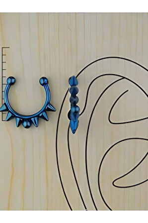 Unisex Diken Lacivert Halka Piercing