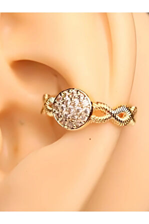 Zirkon Oval Zincir Model Altın Orbital Piercing